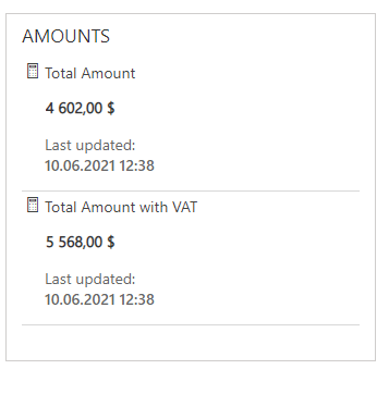 Amounts section