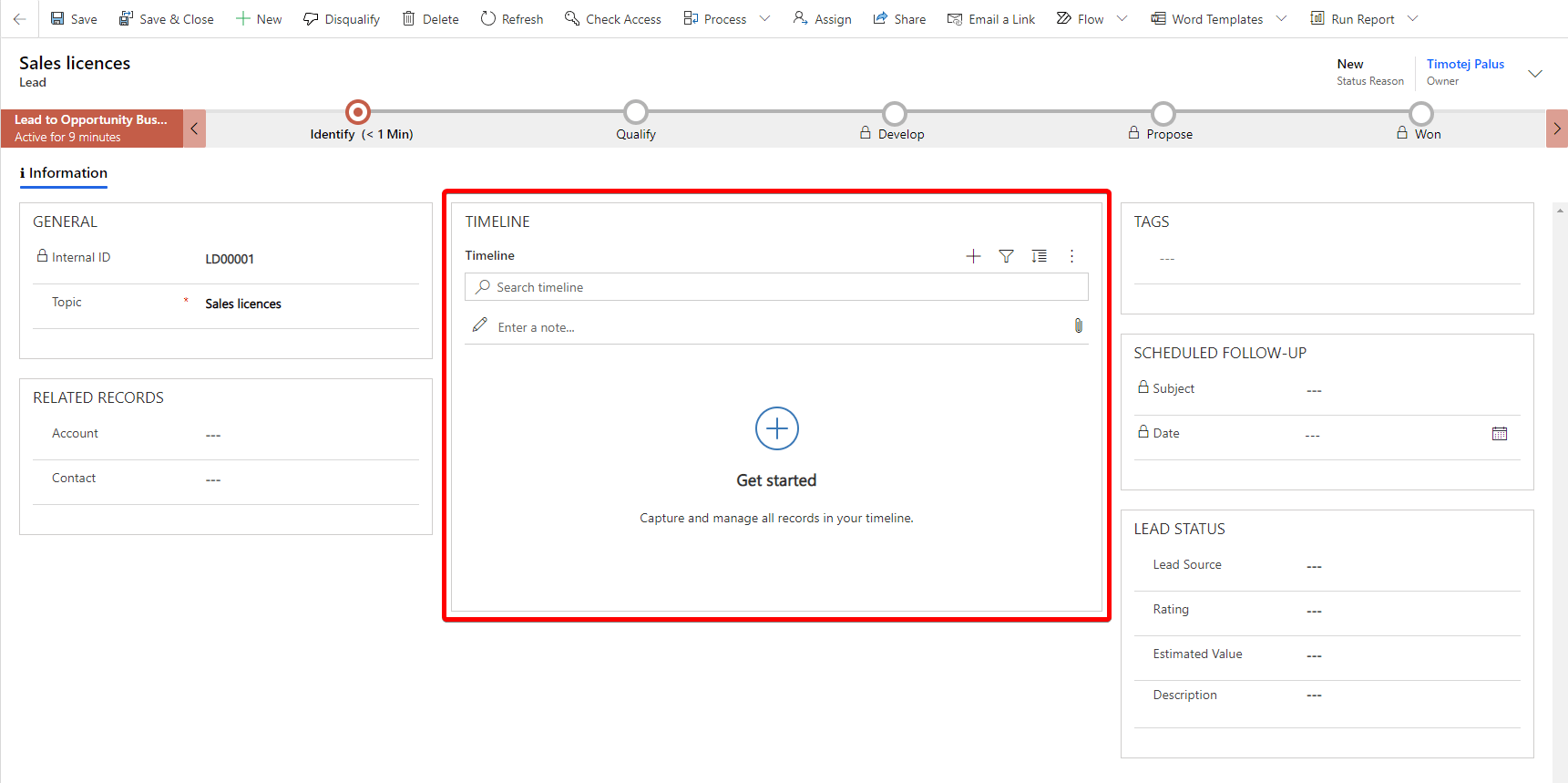 Timeline in Lead