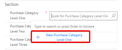 Create new purchase category level