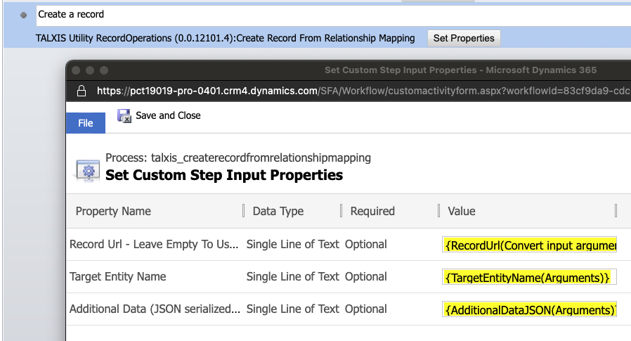 Example of Create Record From Mapping Code Activity