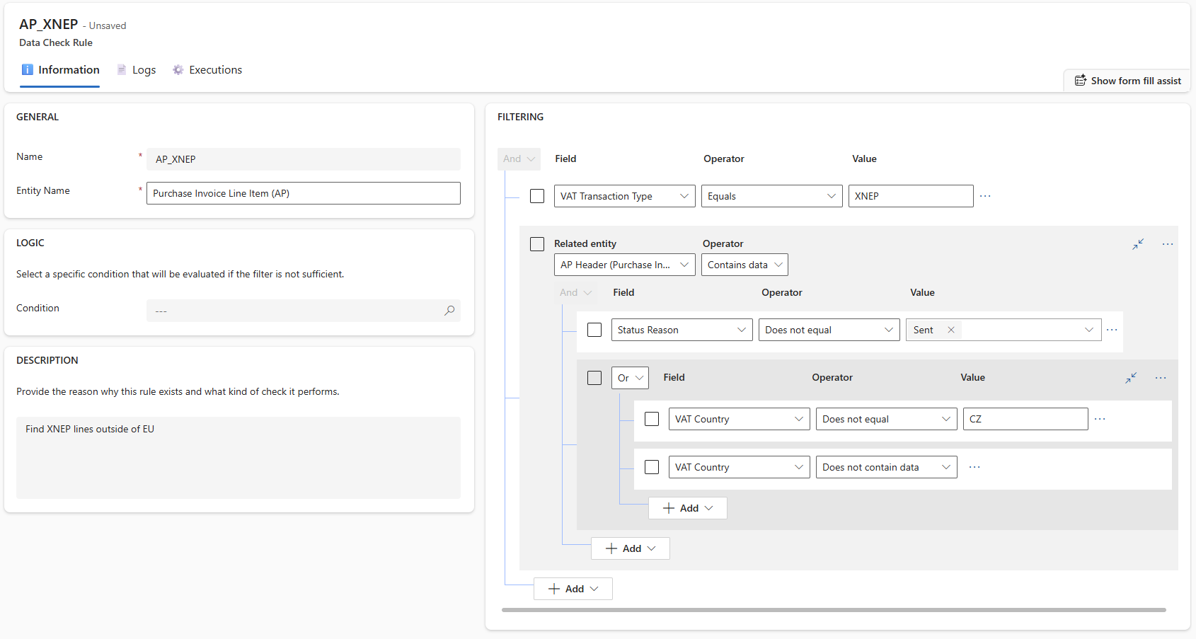 Data Check Rule Form