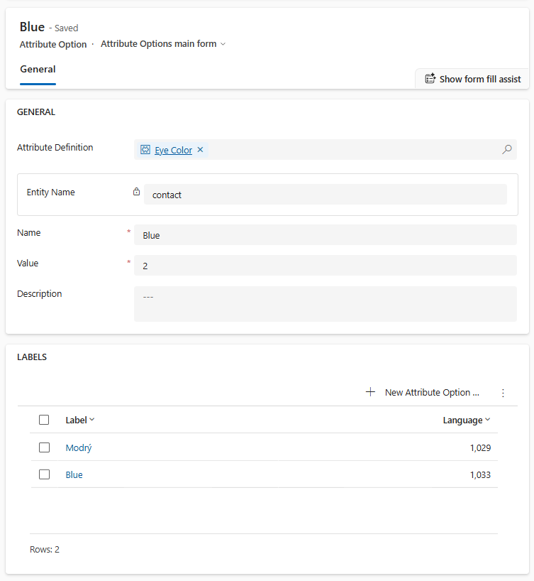 Attribute option labels on Form