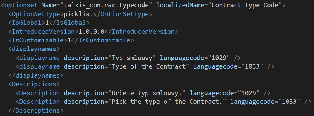 OptionSet Display Name